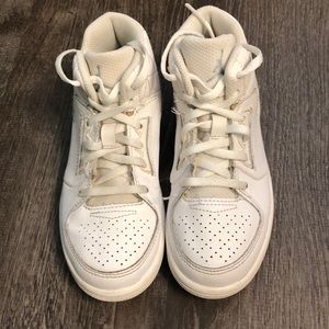 White Nike Air Jordan’s for boys